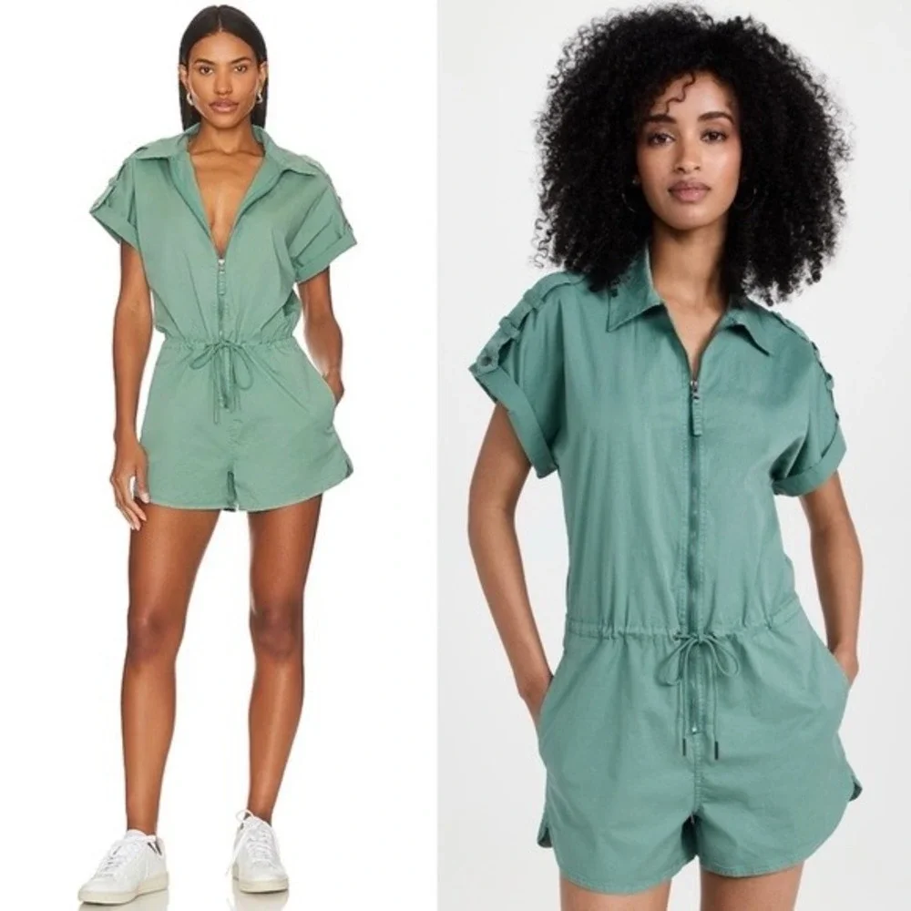 Pistola Meg Zip Front Romper Womens XS Green Clover Excellent Utility Drawstring - Picture 2 of 9